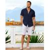 COOFANDY Men’s Casual Button Down Shirts Short Sleeve Textured Shirt Summer Untucked Vacation Beach Wedding Shirts(Navy Blue)
