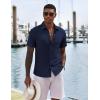 COOFANDY Men’s Casual Button Down Shirts Short Sleeve Textured Shirt Summer Untucked Vacation Beach Wedding Shirts(Navy Blue)