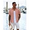 COOFANDY Men’s Casual Button Down Shirts Short Sleeve Textured Shirt Summer Untucked Vacation Beach Wedding Shirts(Pink)