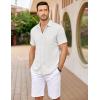 COOFANDY Men’s Casual Button Down Shirts Short Sleeve Textured Shirt Summer Untucked Vacation Beach Wedding Shirts(White)