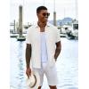 COOFANDY Men’s Casual Button Down Shirts Short Sleeve Textured Shirt Summer Untucked Vacation Beach Wedding Shirts(White)