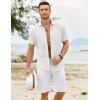 COOFANDY Men’s Casual Button Down Shirts Short Sleeve Textured Shirt Summer Untucked Vacation Beach Wedding Shirts(White)