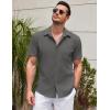 COOFANDY Men’s Casual Short Sleeve Button Down Summer Beach Shirt Lightweight Textured Wrinkle Free Untucked Shirts(Granite Gray)