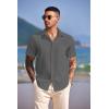 COOFANDY Men’s Casual Short Sleeve Button Down Summer Beach Shirt Lightweight Textured Wrinkle Free Untucked Shirts(Granite Gray)