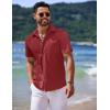 COOFANDY Men’s Casual Short Sleeve Button Down Summer Beach Shirt Lightweight Textured Wrinkle Free Untucked Shirts(Scarlet Sage)