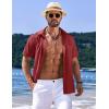 COOFANDY Men’s Casual Short Sleeve Button Down Summer Beach Shirt Lightweight Textured Wrinkle Free Untucked Shirts(Scarlet Sage)