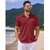 COOFANDY Men’s Casual Short Sleeve Button Down Summer Beach Shirt Lightweight Textured Wrinkle Free Untucked Shirts(Scarlet Sage)
