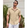 COOFANDY Men’s Casual Short Sleeve Button Down Summer Beach Shirt Lightweight Textured Wrinkle Free Untucked Shirts(Wood Ash)