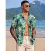 COOFANDY Mens Hawaiian Shirts Short Sleeve Tropical Button Down Shirt Floral Shirt Summer Beach Shirt(Bamboo Green&yellow)