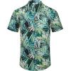 COOFANDY Mens Hawaiian Shirts Short Sleeve Tropical Button Down Shirt Floral Shirt Summer Beach Shirt(Bamboo Green&yellow)