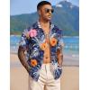 COOFANDY Mens Hawaiian Shirts Short Sleeve Tropical Button Down Shirt Floral Shirt Summer Beach Shirt(Flowers Blue Hibiscus)