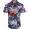 COOFANDY Mens Hawaiian Shirts Short Sleeve Tropical Button Down Shirt Floral Shirt Summer Beach Shirt(Flowers Blue Hibiscus)