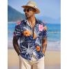COOFANDY Mens Hawaiian Shirts Short Sleeve Tropical Button Down Shirt Floral Shirt Summer Beach Shirt(Flowers Blue Hibiscus)