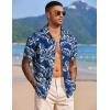 COOFANDY Mens Hawaiian Shirts Short Sleeve Tropical Button Down Shirt Floral Shirt Summer Beach Shirt(Flowers&leaf Navy)