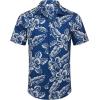 COOFANDY Mens Hawaiian Shirts Short Sleeve Tropical Button Down Shirt Floral Shirt Summer Beach Shirt(Flowers&leaf Navy)
