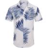 COOFANDY Mens Hawaiian Shirts Short Sleeve Tropical Button Down Shirt Floral Shirt Summer Beach Shirt(Leaf White&blue)
