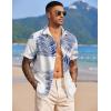 COOFANDY Mens Hawaiian Shirts Short Sleeve Tropical Button Down Shirt Floral Shirt Summer Beach Shirt(Leaf White&blue)