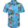COOFANDY Mens Hawaiian Shirts Short Sleeve Tropical Button Down Shirt Floral Shirt Summer Beach Shirt(Multi Flowers Blue)