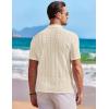 COOFANDY Men’s Knit Button Down Shirt Short Sleeve Vintage Polo Shirts Summer Casual Beach Tops(Beige)