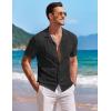 COOFANDY Men’s Knit Button Down Shirt Short Sleeve Vintage Polo Shirts Summer Casual Beach Tops(Black)
