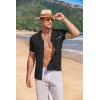 COOFANDY Men’s Knit Button Down Shirt Short Sleeve Vintage Polo Shirts Summer Casual Beach Tops(Black&white)
