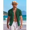 COOFANDY Men’s Knit Button Down Shirt Short Sleeve Vintage Polo Shirts Summer Casual Beach Tops(Green)