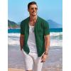 COOFANDY Men’s Knit Button Down Shirt Short Sleeve Vintage Polo Shirts Summer Casual Beach Tops(Green)