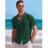 COOFANDY Men’s Knit Button Down Shirt Short Sleeve Vintage Polo Shirts Summer Casual Beach Tops(Green)