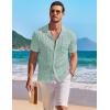 COOFANDY Men’s Knit Button Down Shirt Short Sleeve Vintage Polo Shirts Summer Casual Beach Tops(Ice Green)