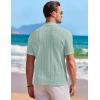COOFANDY Men’s Knit Button Down Shirt Short Sleeve Vintage Polo Shirts Summer Casual Beach Tops(Ice Green)