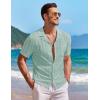 COOFANDY Men’s Knit Button Down Shirt Short Sleeve Vintage Polo Shirts Summer Casual Beach Tops(Ice Green)