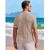 COOFANDY Men’s Knit Button Down Shirt Short Sleeve Vintage Polo Shirts Summer Casual Beach Tops(Khaki)