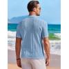 COOFANDY Men’s Knit Button Down Shirt Short Sleeve Vintage Polo Shirts Summer Casual Beach Tops(Light Blue)