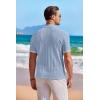 COOFANDY Men’s Knit Button Down Shirt Short Sleeve Vintage Polo Shirts Summer Casual Beach Tops(Light Blue&white)