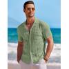 COOFANDY Men’s Knit Button Down Shirt Short Sleeve Vintage Polo Shirts Summer Casual Beach Tops(Light Green)