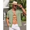 COOFANDY Men’s Knit Button Down Shirt Short Sleeve Vintage Polo Shirts Summer Casual Beach Tops(Light Green&white)