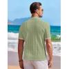 COOFANDY Men’s Knit Button Down Shirt Short Sleeve Vintage Polo Shirts Summer Casual Beach Tops(Light Green&white)