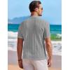 COOFANDY Men’s Knit Button Down Shirt Short Sleeve Vintage Polo Shirts Summer Casual Beach Tops(Light Grey)