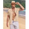 COOFANDY Men’s Knit Button Down Shirt Short Sleeve Vintage Polo Shirts Summer Casual Beach Tops(Light Khaki&brown)