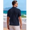 COOFANDY Men’s Knit Button Down Shirt Short Sleeve Vintage Polo Shirts Summer Casual Beach Tops(Navy Blue)