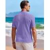 COOFANDY Men’s Knit Button Down Shirt Short Sleeve Vintage Polo Shirts Summer Casual Beach Tops(Purple)