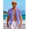 COOFANDY Men’s Knit Button Down Shirt Short Sleeve Vintage Polo Shirts Summer Casual Beach Tops(Purple)