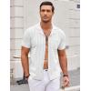 COOFANDY Men’s Knit Button Down Shirt Short Sleeve Vintage Polo Shirts Summer Casual Beach Tops(White)