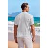 COOFANDY Men’s Knit Button Down Shirt Short Sleeve Vintage Polo Shirts Summer Casual Beach Tops(White&brown)