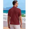 COOFANDY Men’s Knit Button Down Shirt Short Sleeve Vintage Polo Shirts Summer Casual Beach Tops(Wine Red)