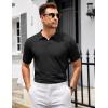 COOFANDY Mens Knit Polo Shirts V Neck Short Sleeve Stretch Polo T Shirt Casual Golf Shirts(Black)