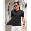 COOFANDY Mens Knit Polo Shirts V Neck Short Sleeve Stretch Polo T Shirt Casual Golf Shirts(Black)