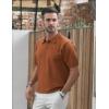 COOFANDY Mens Knit Polo Shirts V Neck Short Sleeve Stretch Polo T Shirt Casual Golf Shirts(Caramel)