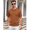 COOFANDY Mens Knit Polo Shirts V Neck Short Sleeve Stretch Polo T Shirt Casual Golf Shirts(Caramel)