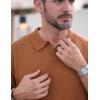 COOFANDY Mens Knit Polo Shirts V Neck Short Sleeve Stretch Polo T Shirt Casual Golf Shirts(Caramel)